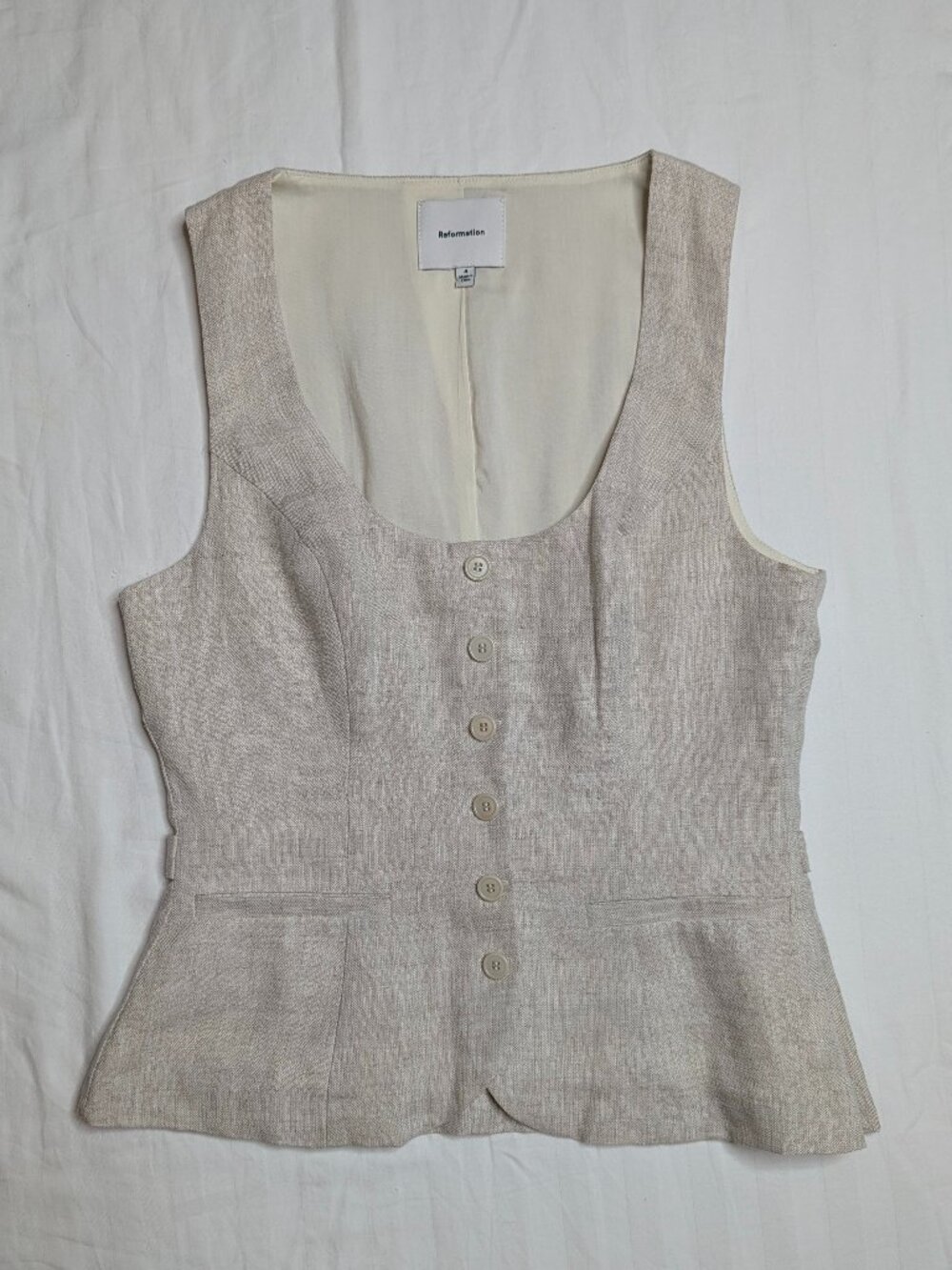 Reformation Women's Fitted Linen Vest, Size 4 - Picture 2 of 13